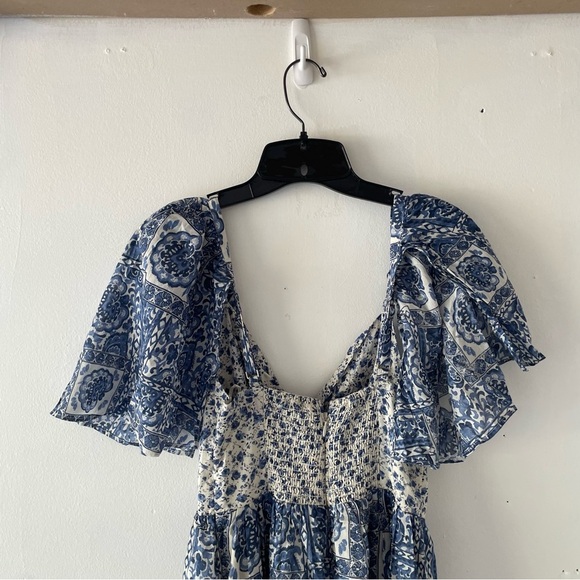 New! Abercrombie & Fitch twist tied blue print tiered maxi dress 37552. - Picture 4 of 15